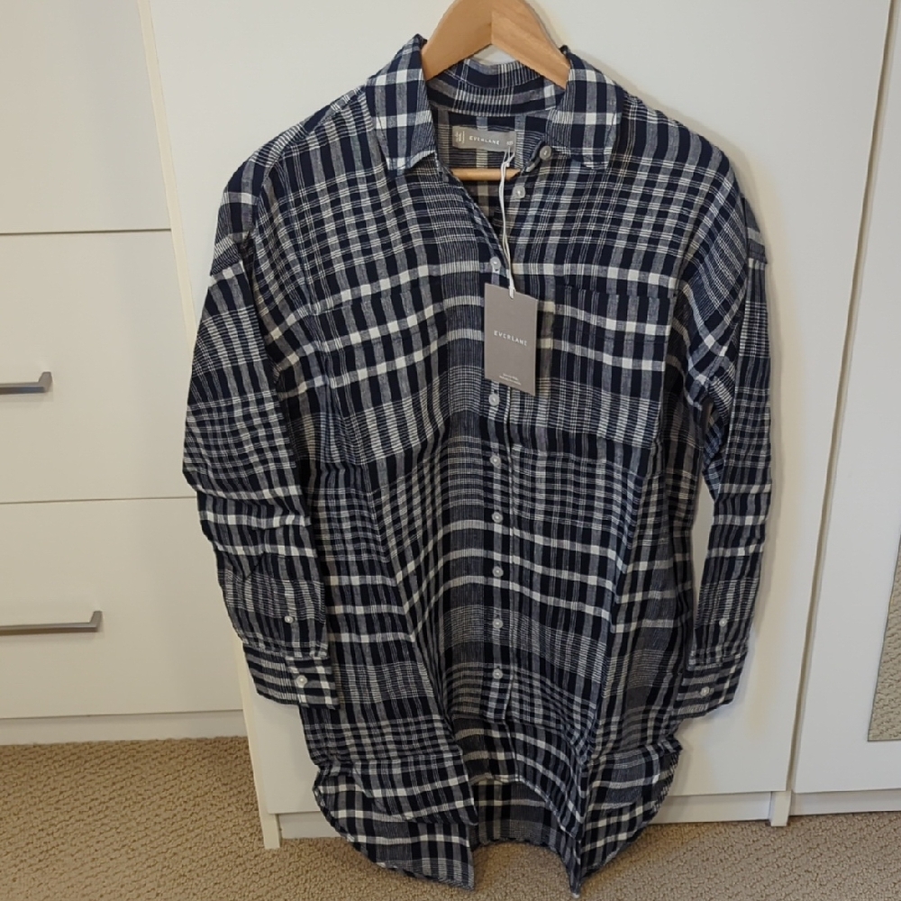 Everlane NWT Way Long Linen Button Up Shirt Women's XXS